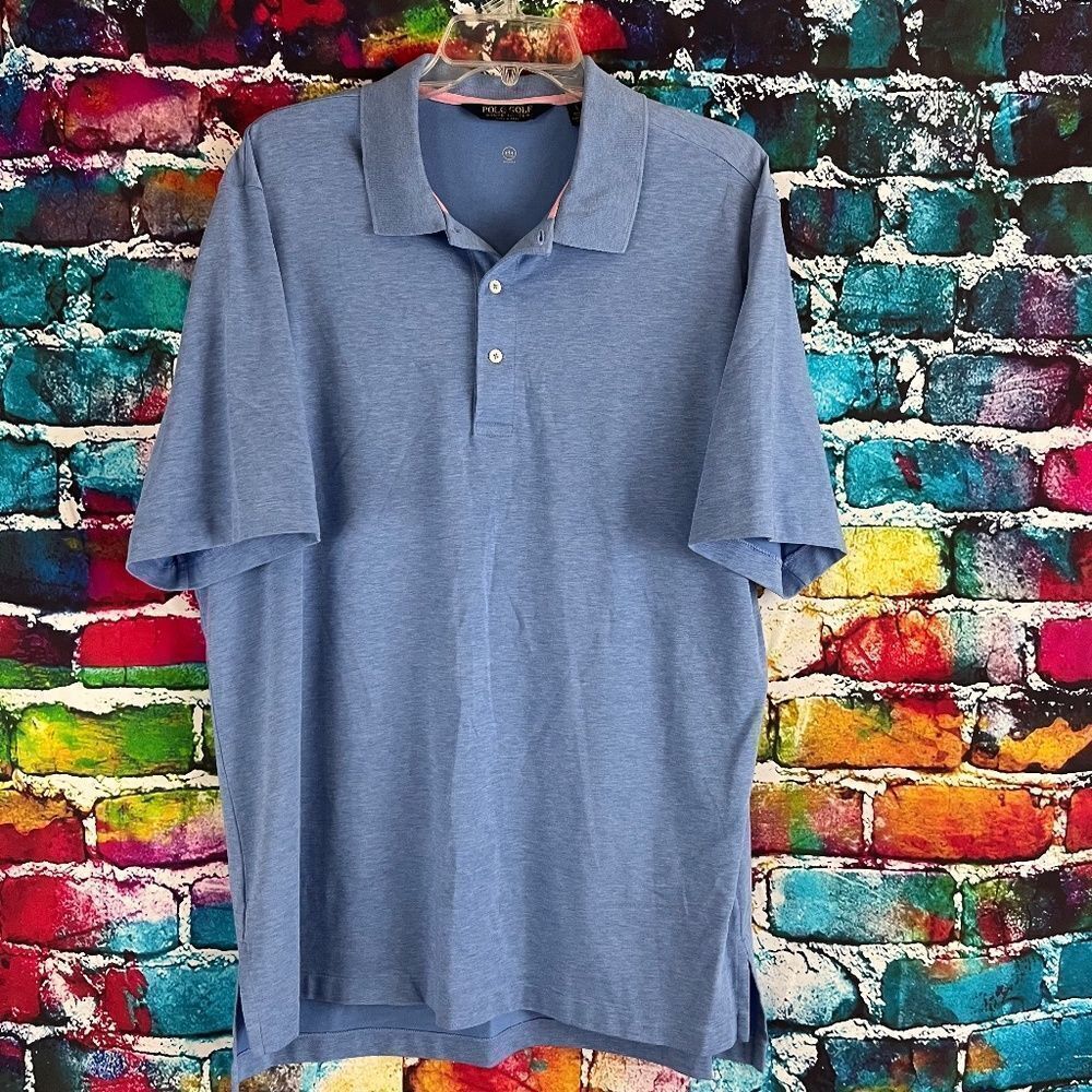 Polo Golf Ralph Lauren Wicking Short Sleeve Blue Polo Shirt Size Large